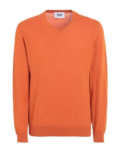 Alpha Studio Man Sweater Orange Size 40 Cotton In Orange