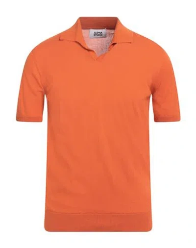 Alpha Studio Man Sweater Orange Size 44 Cotton