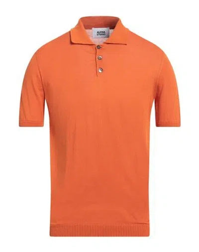 Alpha Studio Man Sweater Orange Size 44 Cotton