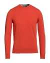 Alpha Studio Man Sweater Orange Size 46 Geelong Wool In Orange