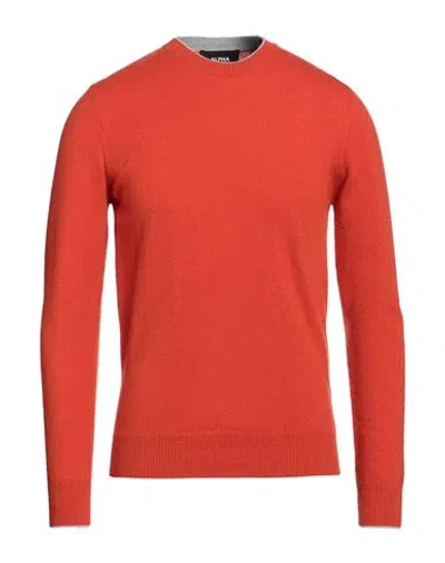 Alpha Studio Man Sweater Orange Size 46 Geelong Wool