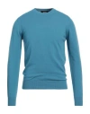 Alpha Studio Man Sweater Pastel Blue Size 44 Wool In Blue