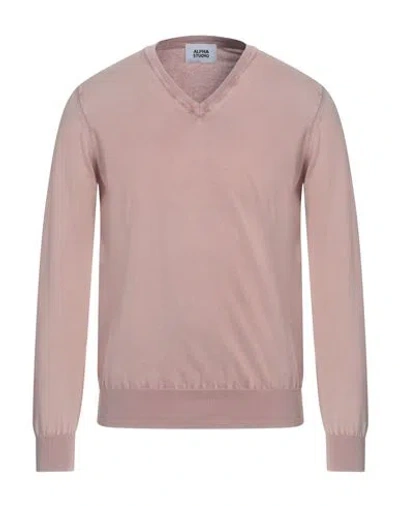 Alpha Studio Man Sweater Pink Size 42 Cotton