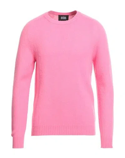 Alpha Studio Man Sweater Pink Size 44 Wool