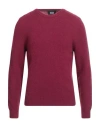 Alpha Studio Man Sweater Plum Size 44 Geelong Wool In Burgundy