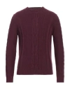 Alpha Studio Man Sweater Plum Size 44 Merino Wool, Alpaca Wool, Polyamide In Purple