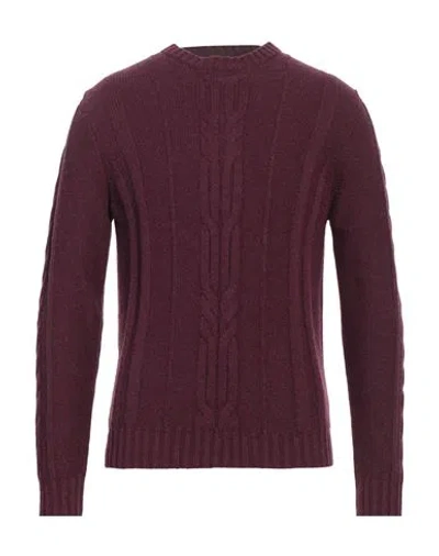 Alpha Studio Man Sweater Plum Size 44 Merino Wool, Alpaca Wool, Polyamide In Purple