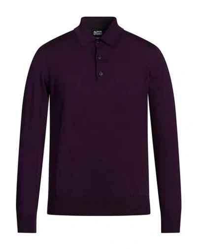 Alpha Studio Man Sweater Purple Size 42 Merino Wool