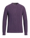 Alpha Studio Man Sweater Purple Size 46 Merino Wool, Alpaca Wool, Polyamide In Purple