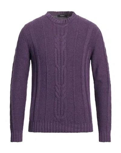 Alpha Studio Man Sweater Purple Size 46 Merino Wool, Alpaca Wool, Polyamide