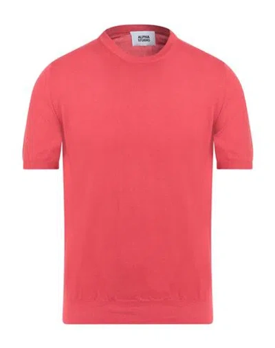 Alpha Studio Man Sweater Red Size 44 Cotton