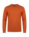 Alpha Studio Man Sweater Rust Size 40 Merino Wool In Orange
