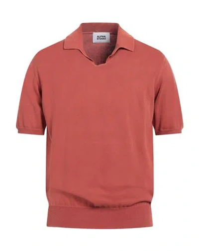 Alpha Studio Man Sweater Rust Size 44 Cotton