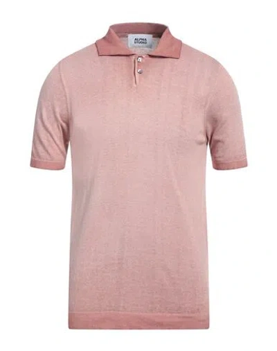 Alpha Studio Man Sweater Rust Size 44 Cotton In Pink