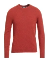 Alpha Studio Man Sweater Rust Size 44 Geelong Wool In Red