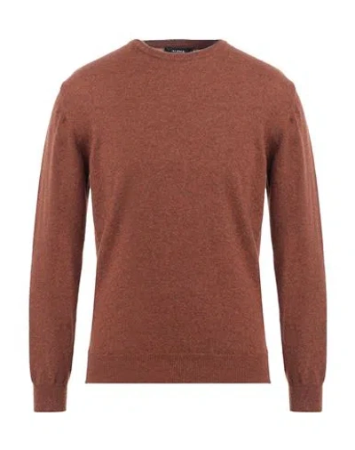 Alpha Studio Man Sweater Rust Size L Viscose, Nylon, Wool, Cashmere In Red