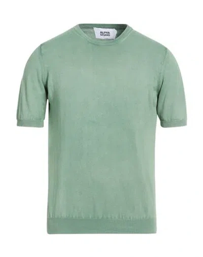 Alpha Studio Man Sweater Sage Green Size 42 Cotton