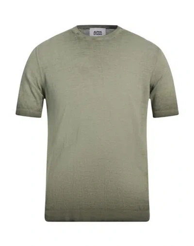 Alpha Studio Man Sweater Sage Green Size 46 Cotton