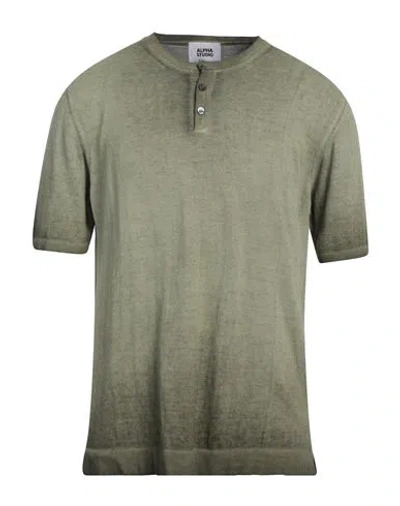 Alpha Studio Man Sweater Sage Green Size 50 Cotton