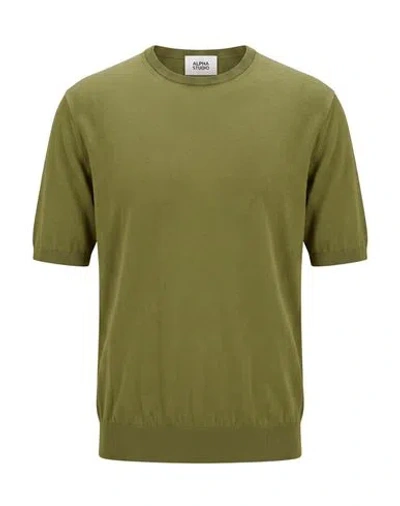 Alpha Studio Man Sweater Sage Green Size 50 Cotton