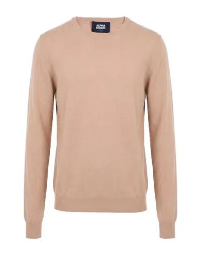 Alpha Studio Man Sweater Sand Size 38 Cashmere In Pink