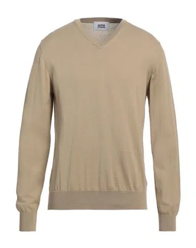 Alpha Studio Man Sweater Sand Size 42 Cotton In Beige