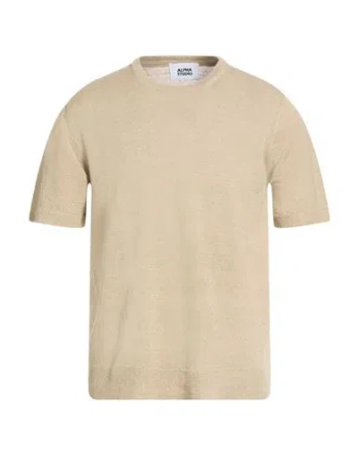 Alpha Studio Man Sweater Sand Size 42 Hemp In Neutral