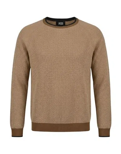 Alpha Studio Man Sweater Sand Size 44 Merino Wool, Alpaca Wool, Recycled Polyamide, Polyamide In Neutral