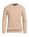 Alpha Studio Man Sweater Sand Size 46 Merino Wool