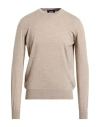 Alpha Studio Man Sweater Sand Size 46 Merino Wool In Nude