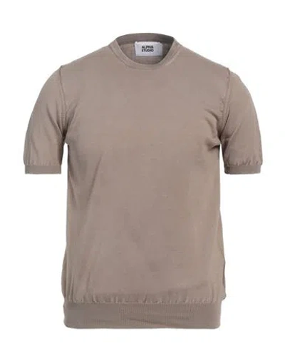 Alpha Studio Man Sweater Sand Size 48 Cotton In Beige