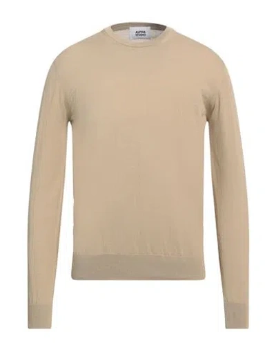 Alpha Studio Man Sweater Sand Size 50 Cotton In Beige