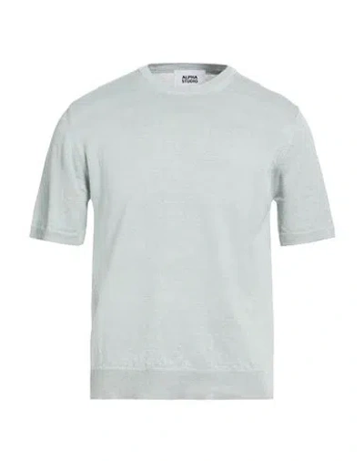 Alpha Studio Man Sweater Sky Blue Size 40 Hemp