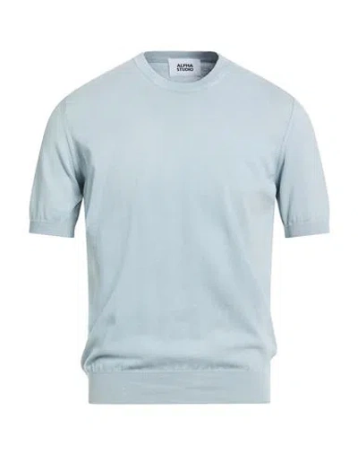 Alpha Studio Man Sweater Sky Blue Size 44 Cotton