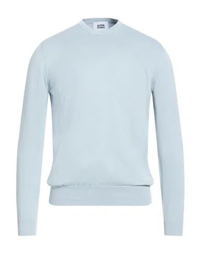 Alpha Studio Man Sweater Sky Blue Size 48 Cotton