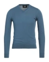Alpha Studio Man Sweater Slate Blue Size 42 Sea Island Cotton