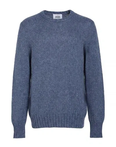 Alpha Studio Man Sweater Slate Blue Size 38 Wool, Polyamide, Alpaca Wool
