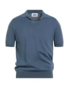 Alpha Studio Man Sweater Slate Blue Size 40 Cotton