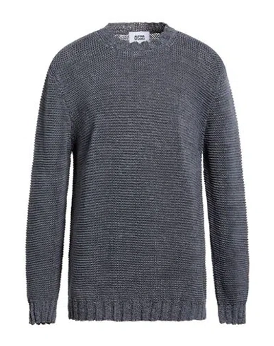 Alpha Studio Man Sweater Slate Blue Size 40 Polyester, Polyamide