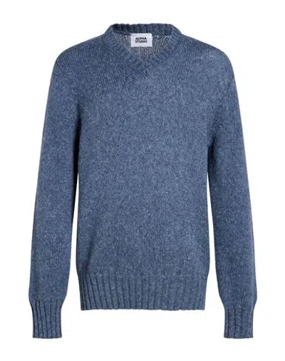 Alpha Studio Man Sweater Slate Blue Size 42 Wool, Polyamide, Alpaca Wool