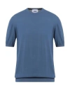 Alpha Studio Man Sweater Slate Blue Size 44 Cotton In Blue