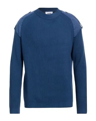 Alpha Studio Man Sweater Slate Blue Size 44 Cotton In Multi