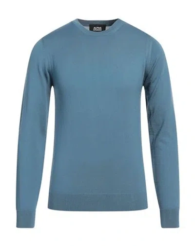 Alpha Studio Man Sweater Slate Blue Size 44 Merino Wool