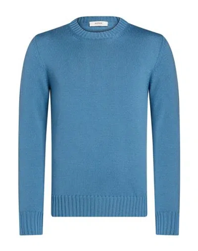 Alpha Studio Man Sweater Slate Blue Size 44 Wool