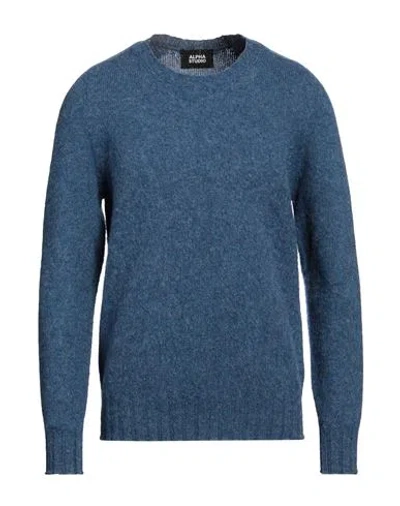 Alpha Studio Man Sweater Slate Blue Size 44 Wool In Neutral