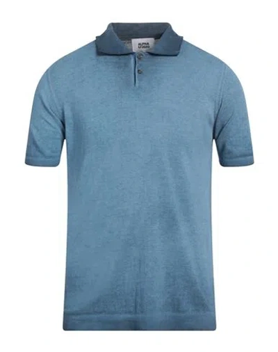 Alpha Studio Man Sweater Slate Blue Size 46 Cotton