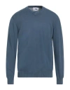 Alpha Studio Man Sweater Slate Blue Size 46 Cotton In Blue