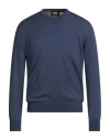Alpha Studio Man Sweater Slate Blue Size 46 Merino Wool