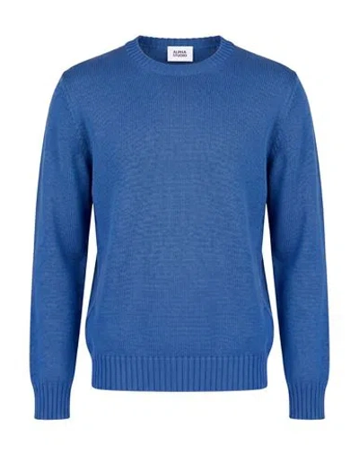 Alpha Studio Man Sweater Slate Blue Size 46 Merino Wool