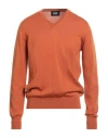 Alpha Studio Man Sweater Tan Size 42 Merino Wool In Brown